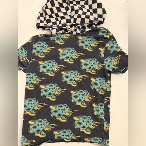 Rags Graphic shirt with Checkered Hood size 7/8